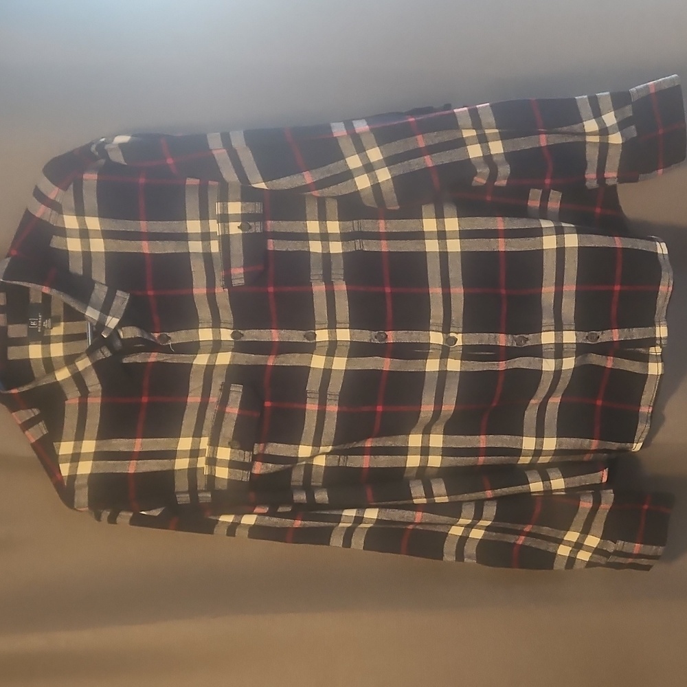 George Men's Long Sleeve Plaid Shirt - Black, Red, White